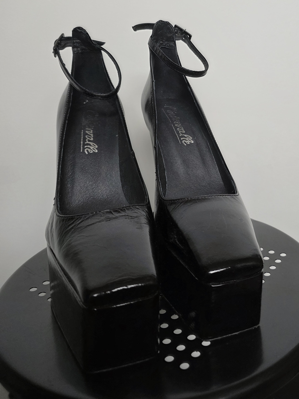 Black Platform Ankle-Strap Pumps